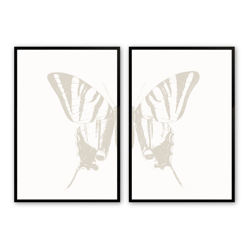 Callista Butterflies 2 pièces, H 18 po x l 24 po x P 1,25 po, Noir satiné