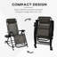 Fauteuil à bascule pliable extérieur - Fauteuil inclinable à gravité avec oreiller, porte-gobelet et porte-téléphone, structure et fente en acier robuste gris