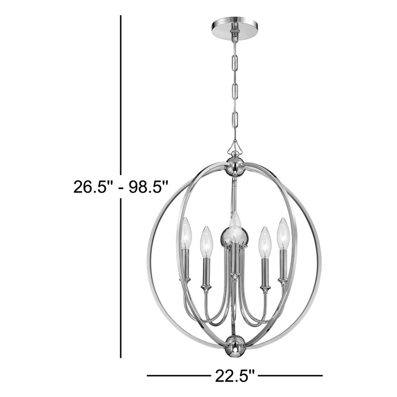 Sylvan 5 - Light Chandelier, Polished Nickel