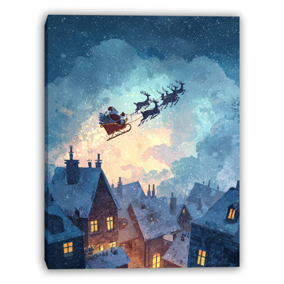 Starlit Sleigh Journey Wrapped Canvas Wall Art