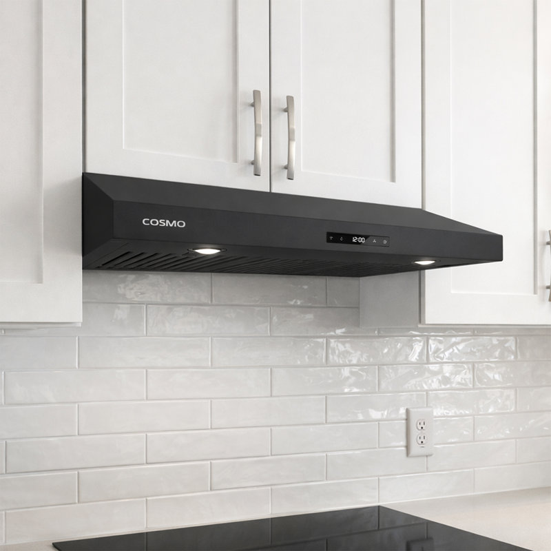 Cosmo 36 In. Haven Collection 500 Cfm Ducted Under Cabinet Range Hood, Touch Controls, Led Lights In Matte Black