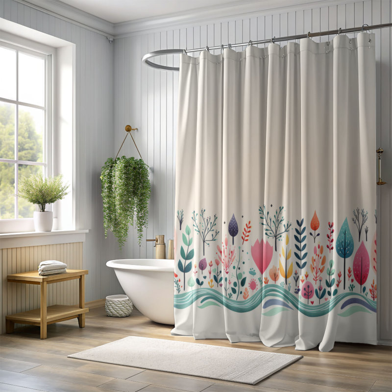 Tender Flower Designs - Rideau de douche Premium, H 74 po x l 71 po
