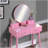 Contemporary Wood Vanity And Stool Set With 2 Drawers-1501052658