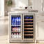 Refroidisseur à vin 30 pouces à deux zones, 6 pieds cubes, 33 bouteilles et 80 canettes, réfrigérateur encastré et autoportant, 36 à 72 ° F, DEL ambre / bleu / blanc, 9 tablettes réglables, anti Empreinte digitale, charnières cachées, filtre à charbon, réfrigérateur à vin à compresseur et ventilateur