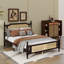 Lit en bois de pin avec tête et pied de lit en rotin-489757541-489757563