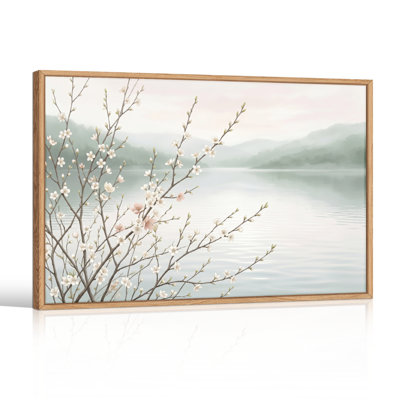 Ensemble de 1 tableau sur toile représentant un paysage floral