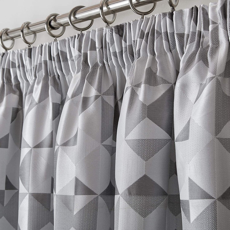 Stamper Room Darkening Curtain Pair, 168 W x 183 D cm, Silver/Charcoal