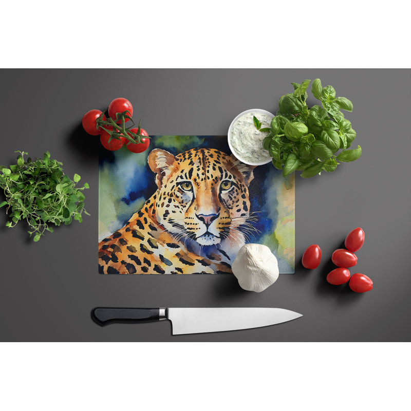 Leopard Glass Cutting Board Large
