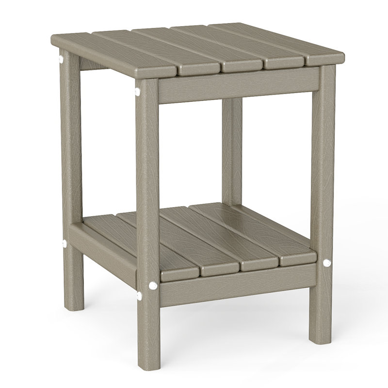 2-tier 14x13in HDPE Outdoor Adirondack Table, Wood