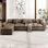 Canapé modulaire de 158 po avec repose-pieds modulaire avec repose-pieds en L surdimensionné et accoudoirs larges amovibles