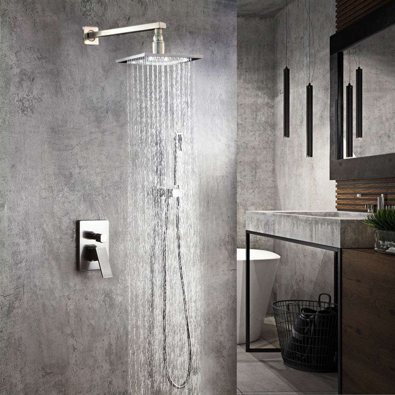 Flavia Brushed Nickel LED Rainfall Shower Set with Handheld and Temperature Display