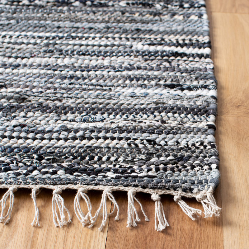 Gerow Rug Hand Woven Cotton Striped Rug, Square 6'
