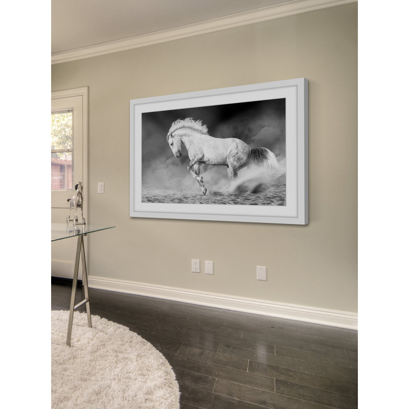 « flambing bronco », reproduction de photo sur papier encadrée, H 12 po x l 18 po x P 1,5 po