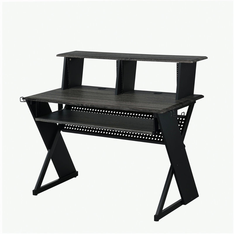 Bureau de musique noir avec plateau à clavier