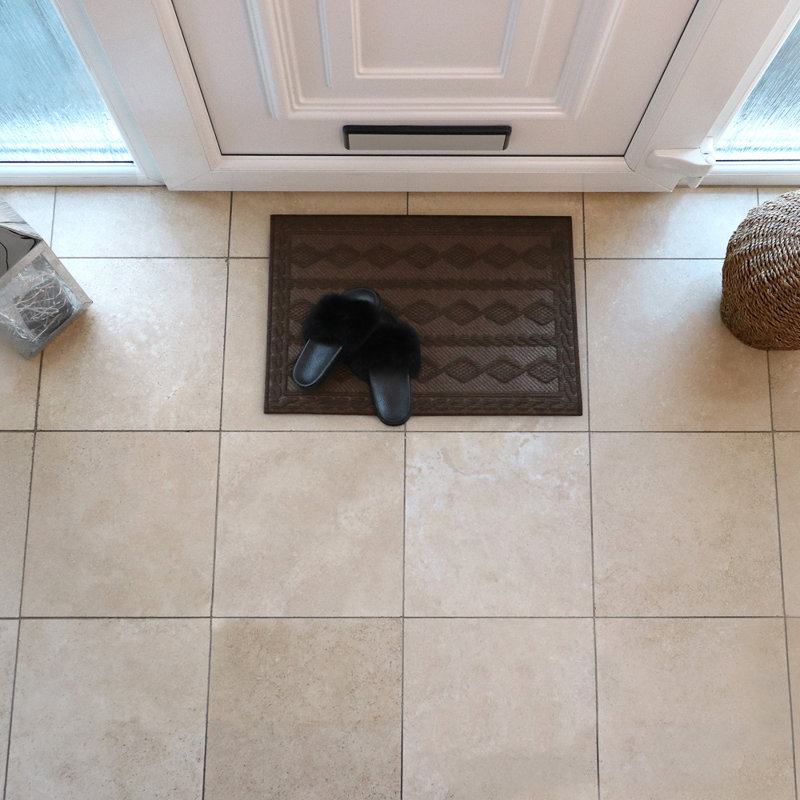 Non-Slip Geometric Outdoor Doormat, Rectangle W40 x L60 cm, Brown