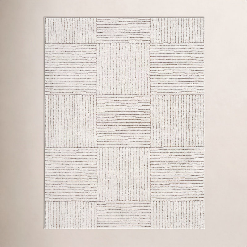 Galey Alix x Livabliss Architect II Indoor Machine Woven Area Rug, Ivory/Dark Brown, Rectangle 7'10" x 10'