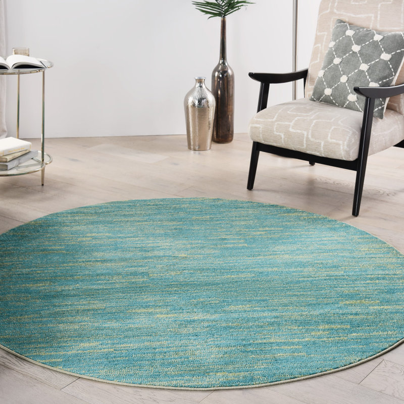 Tapis bleu / vert Nourison Essentials, Rond 6 pi
