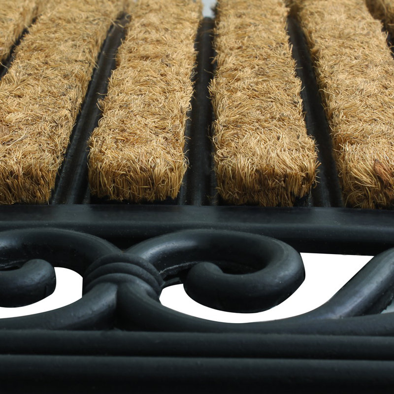 Alais Heavy Duty Coir Door Mat Rectangle Rubber Non-Slip Rattan Door Mat 45 x 75cm