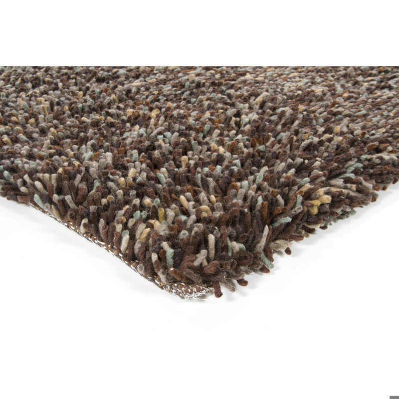 Salzer Authentic Hand-Woven Handmade Teal, Purple, Yellow, Brown, Gray & Orange High Pile Modern Shag Wool Area Rug