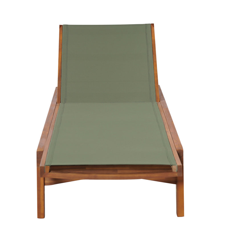 Wood Frame Outdoor Chaise Lounge With Mesh Seating - , Natural, 77.67 In Depth, 40.14 Lb, For Backyard Relaxation Deep, 30.22 High, Summer Patio Fun