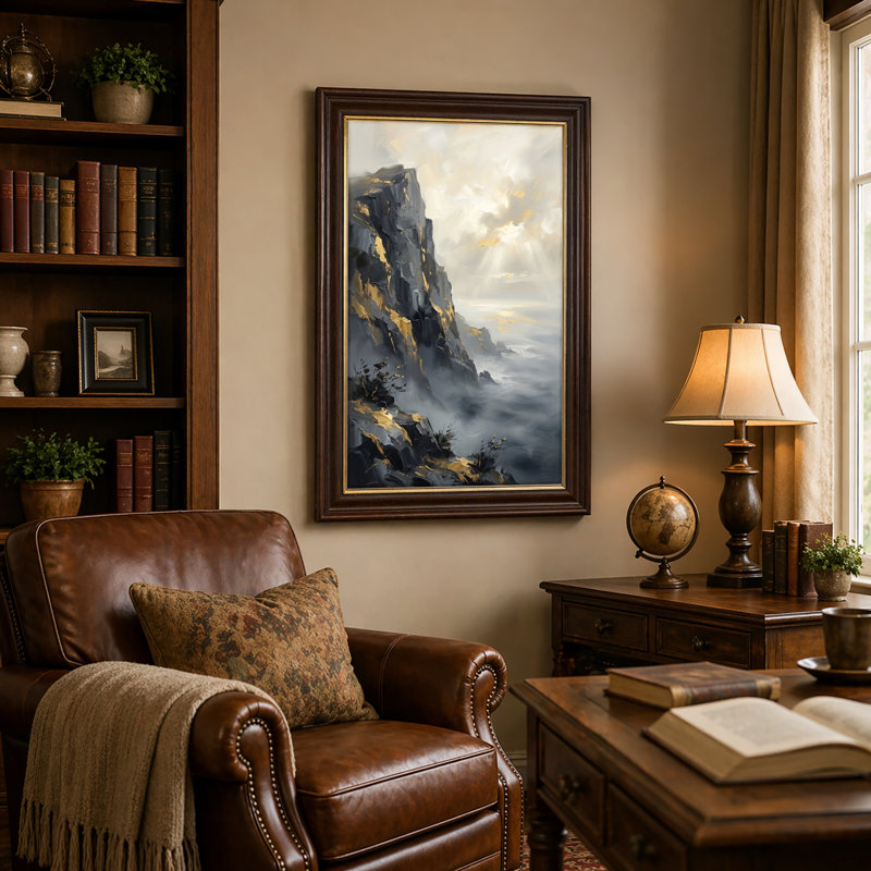 Natural Wood Framed,Canvas Wall Art for Living Room, Bedroom, Office or Entryway – Decorative Wall Decor with Mountain Landscape