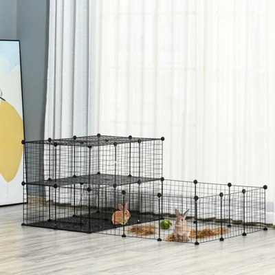 47 enclos pour petits animaux. Pour les cochons d'Inde, les chinchillas,. Plan personnalisable, processus d'assemblage simple. Parc pour animaux 47 panneaux en acier L 69 po x l 41,5 po H 27,5 po. Conçu pour le bricolage, assemblage, noir robuste