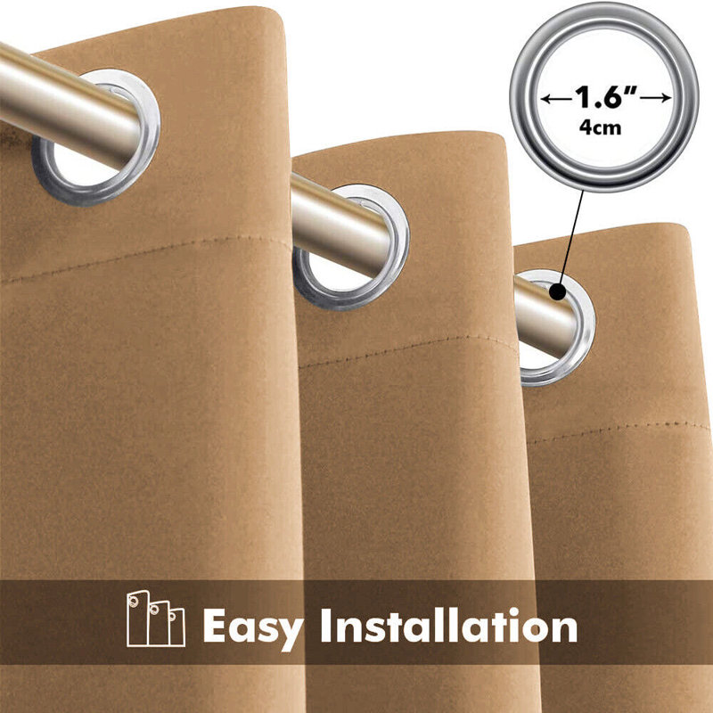 Bernards Blackout Door Curtain, Beige, Single Panel 168cm Width x 213cm Drop