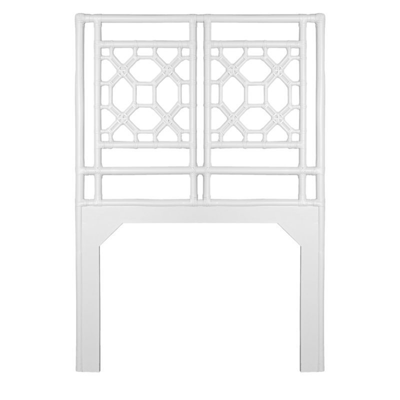 Lattice Back Open-Frame Rattan Headboard, White, Twin