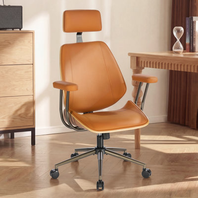 Mid-Century  Faux Leather Ergonomic Office Chair & Executive Swivel Chair 