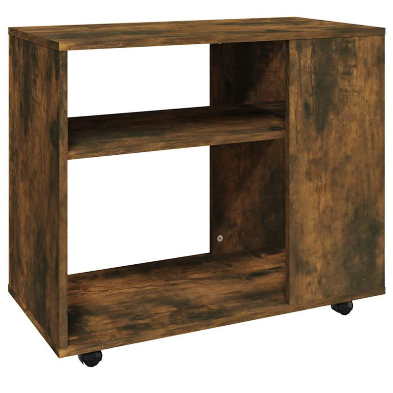 vidaXL Side Table Accent Sofa End Coffee Table with Wheels Engineered Wood, Smoked Oak