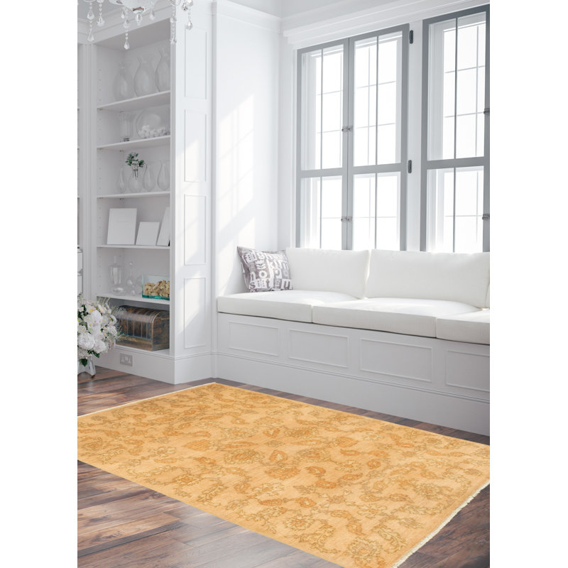 Tapis décoratif en laine noué à la main de conception unique en laine de conception unique 4 pi x 6 pi noué à la main New Age 18/20 Pak Oushak
