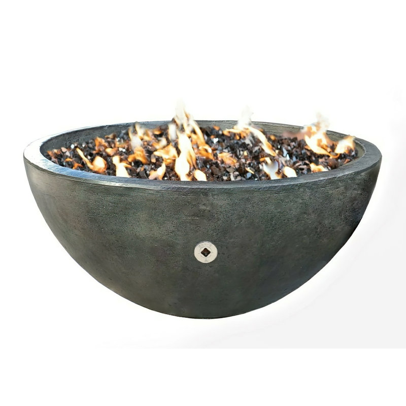 Anatoli 36" Solid Concrete Gas Fire Pit, Propane Gas, Charcoal