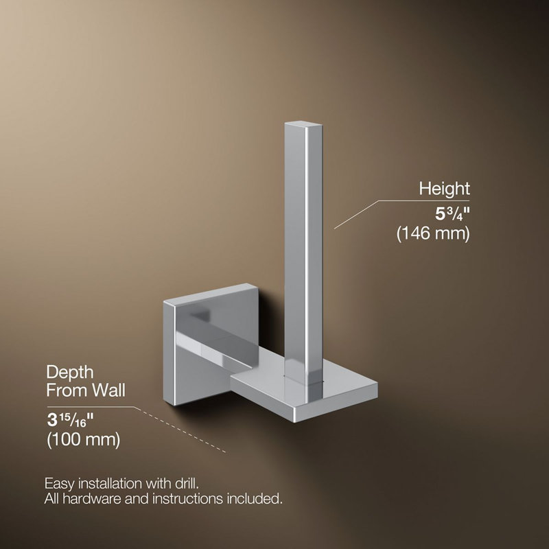 Square Vertical Toilet Tissue Holder, Polished Chrome