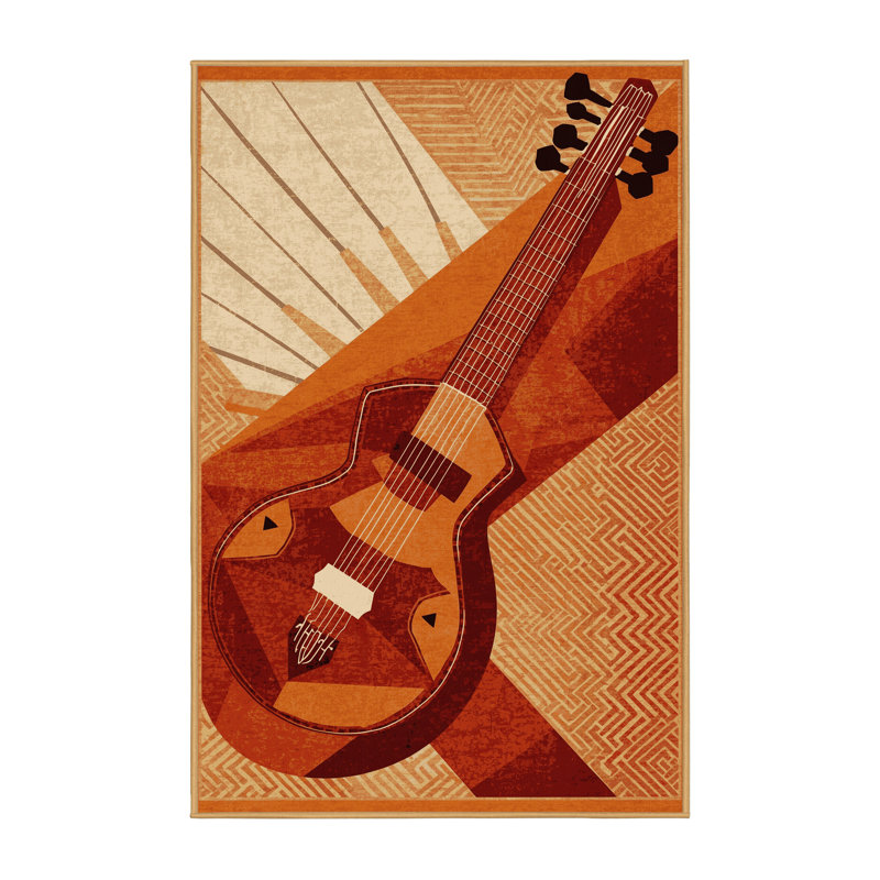 Tapis brun moelleux moelleux et doux à motif géométrique Sitar, 5 x 8