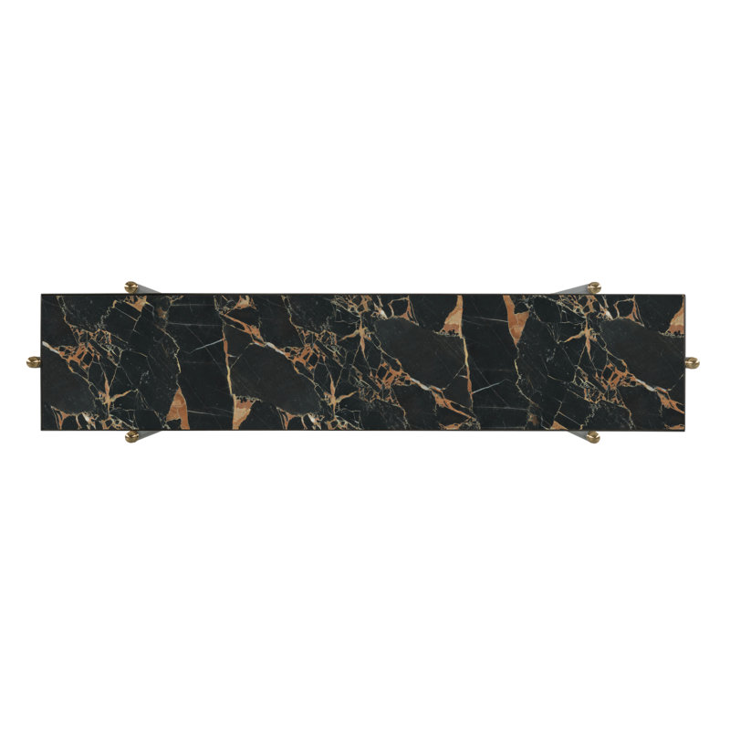 Lyle 58'' W Stone Console Table, Black Marble