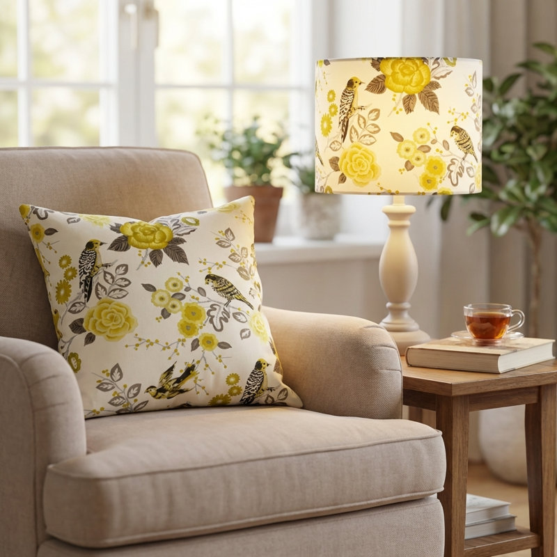 Song Bird Gardens Indoor/Outdoor Pillow Cover & Insert, 26" x 26", Euro Pillow