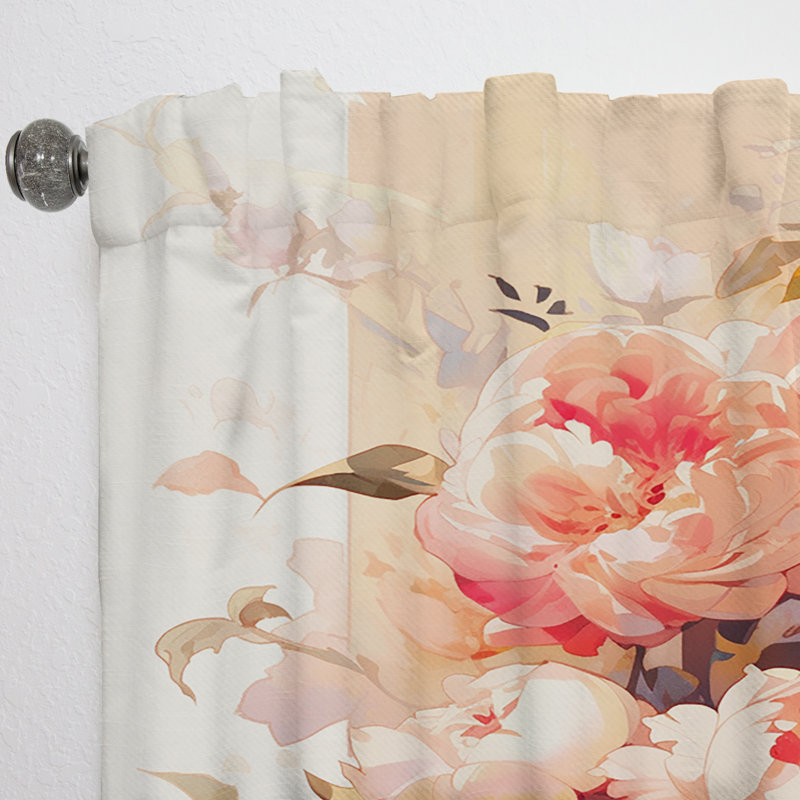 Erimentha Peony Whispers Bouquet I - Modern Velvet Curtain - Room Darkening - 1 panel, 52" W x 108" L
