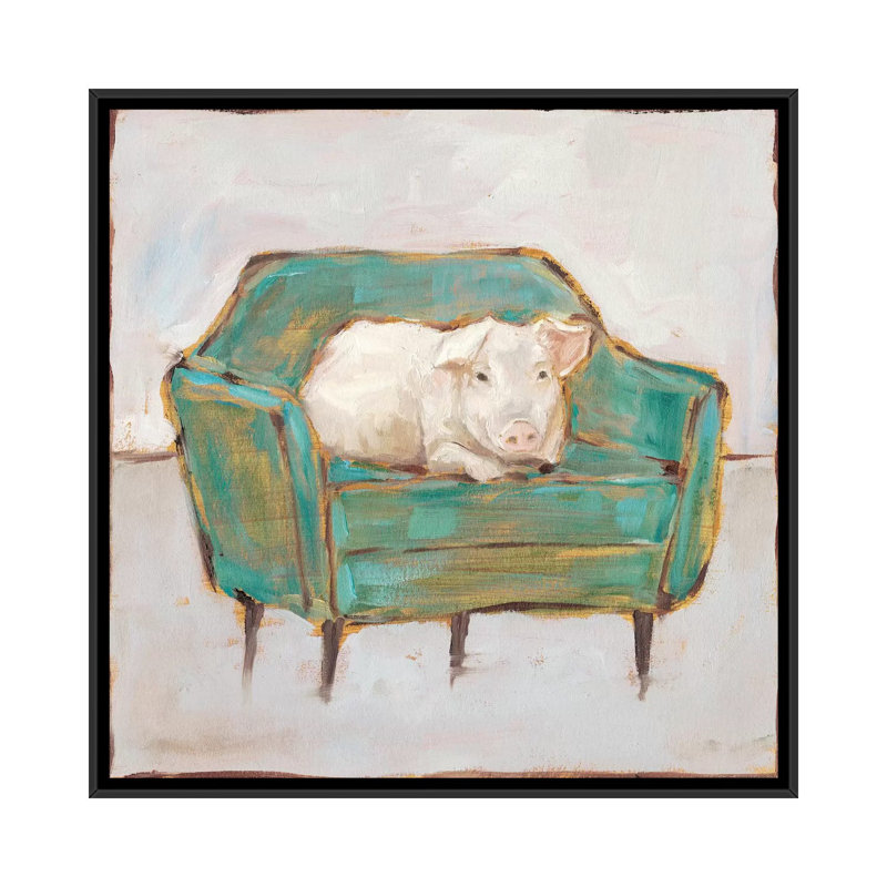 Créature confort VI par Ethan Harper - reproduction d'art, H 26 po x l 26 po x P 1,5 po, Toile avec cadre noir, Pas de tapis