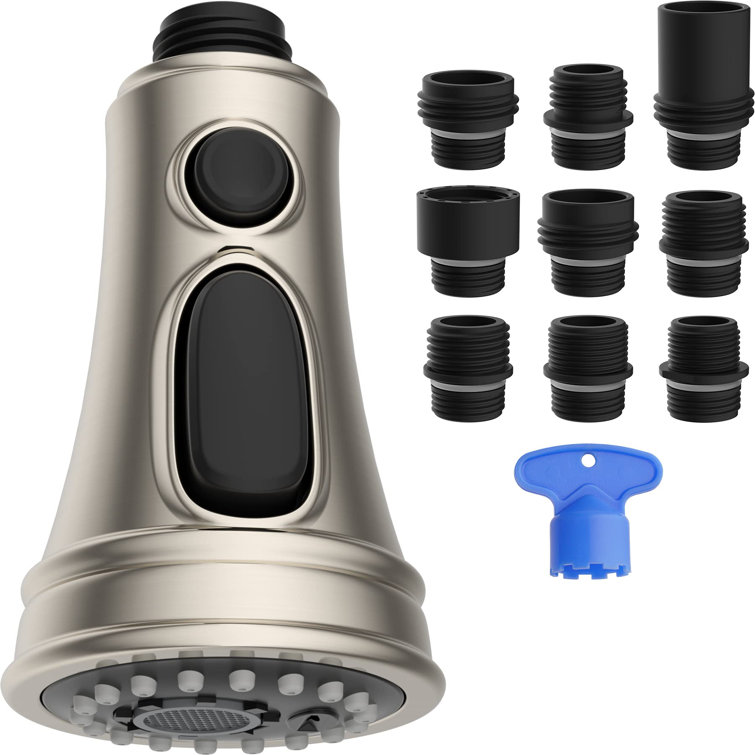 3-Function Pull Down Kitchen Faucet Replacement Spray Nozzle with 9 Adapters