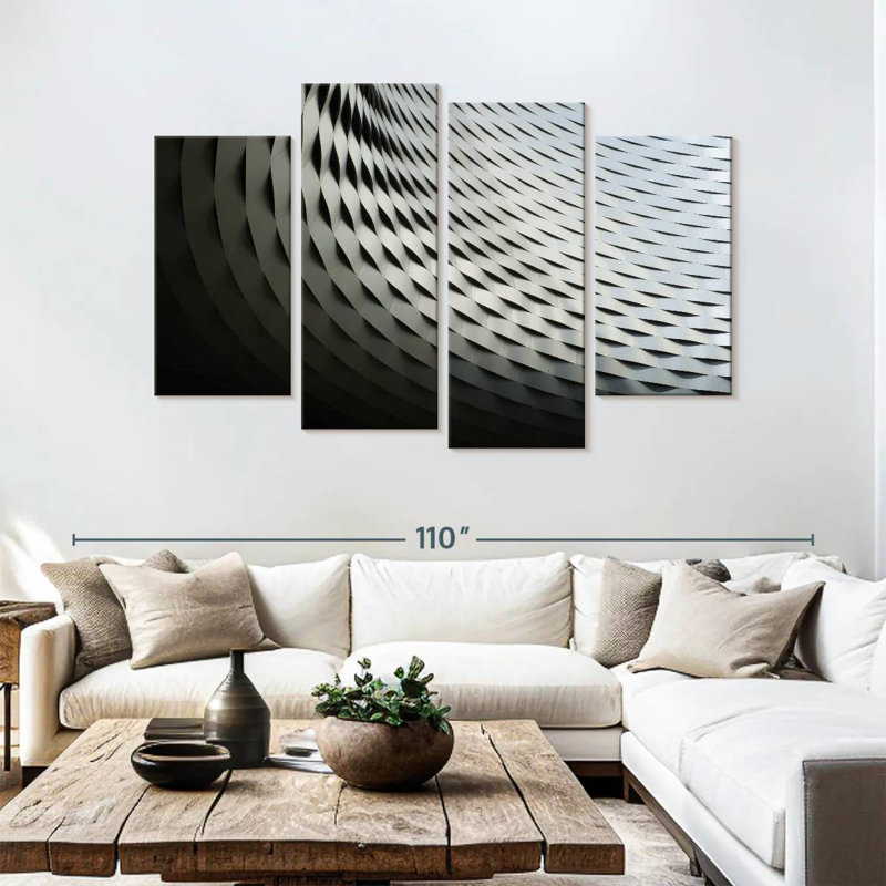 Lilie Abstract Silver Structure, 54" H x 84" W
