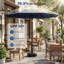 Parasol de patio rond de 10 pi, table de marché ronde à 8 nervures avec manivelle et inclinaison à bouton-poussoir, bleu marine-2058064603