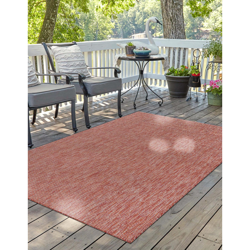 Avaughn Indoor/Outdoor Area Rug, Rectangle 8' x 11'4", Rust Red