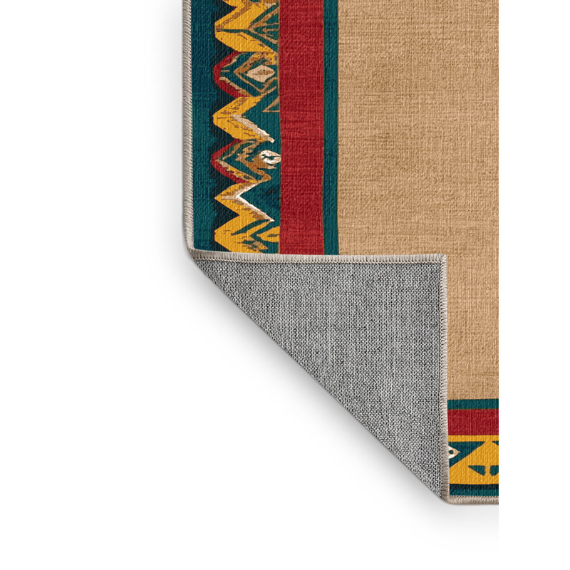  Washable Tribal Pattern Border Hawaiian Area Rug, Rectangle 3 pi x 5 pi