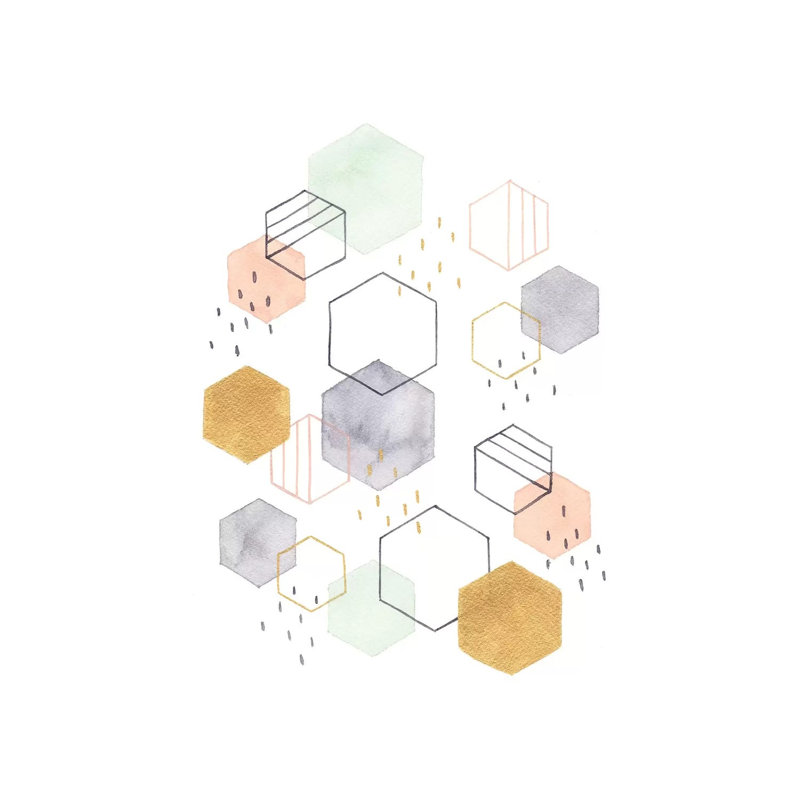 Hex Scatter I by Gabrielle McClure - Wrapped Canvas Gallery-Wrapped Canvas Giclée, 20.32 cm H x 30.48 cm W