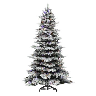 Slim Frosted Pre-Lit Spruce Christmas Tree