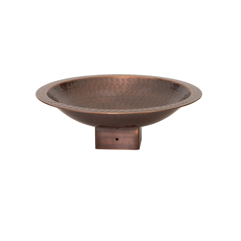 Metal Column Birdbath, 6.5" H x 14" W x 14" D