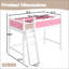 Lit mezzanine simple en bois massif avec garde-corps pleine longueur, échelles et rangement spacieux sous le lit, rose et blanc