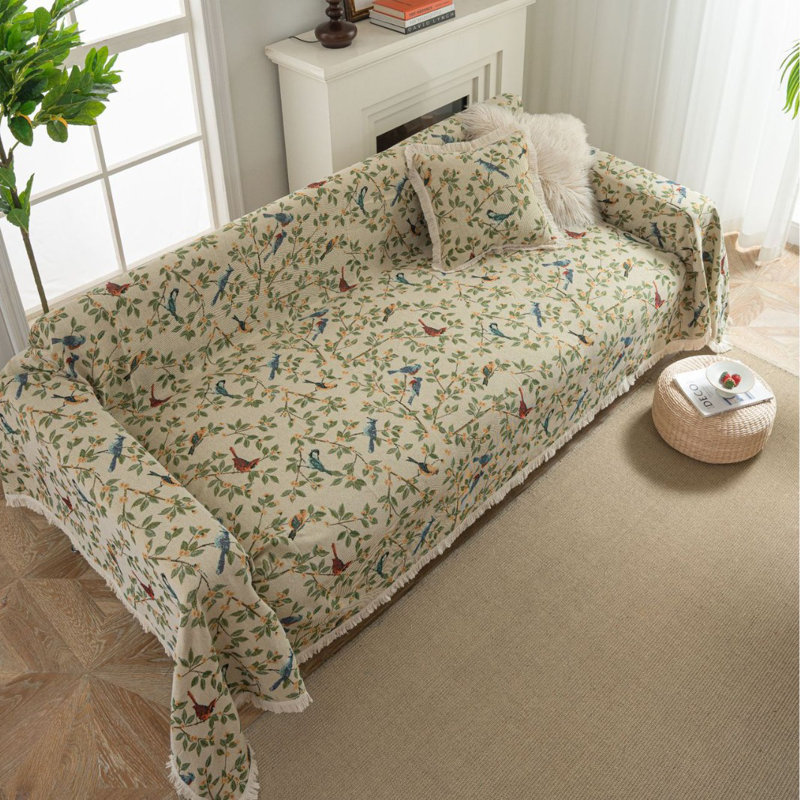 Couch Cover Reversible Chenille Sofa Covers Sofa Elegant Flowers Jacquard Sofa Slipcover, 118" H x 71" W