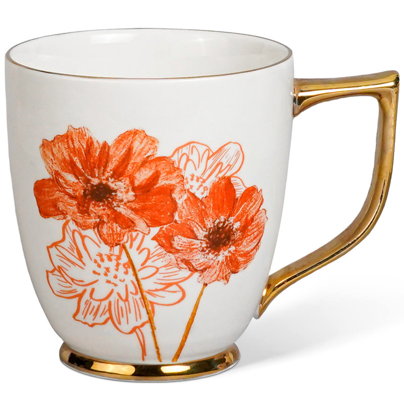 Céramique tasse à marguerite - tasse à café 15 oz pour café au lait Moka, tasse à fleurs en porcelaine pour la maison et le bureau, cadeaux de Noël de l'Action de grâce