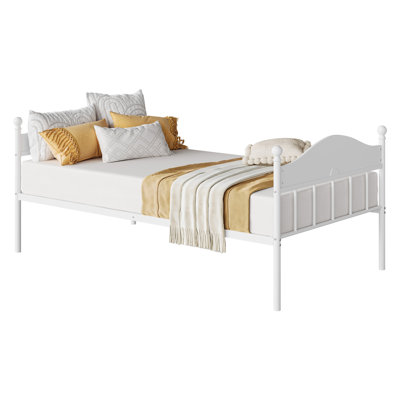 Structure de lit de jour double en métal robuste avec lit gigogne escamotable escamotable et tête de lit élégante, lattes en acier durables avec rangement sous le lit, canapé-lit pliant pour le salon ou la chambre d'amis - Tube blanc avec tableau blanc